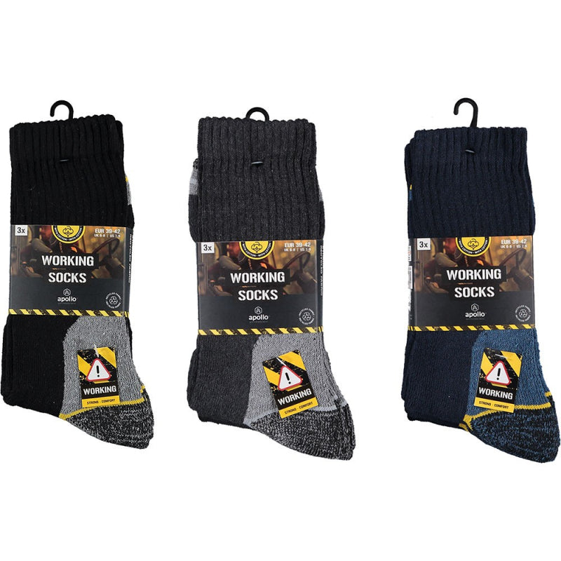 Apollo 000122430000 Worker Sokken Assorti| 1 bundel (3 paar)