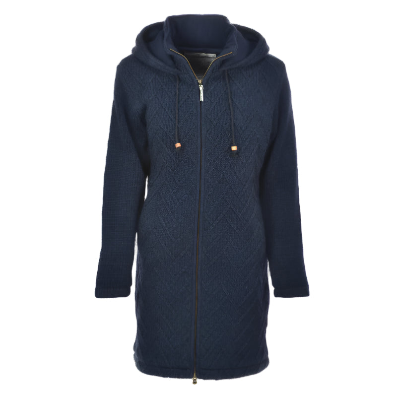 Pure Wool damesvest lang Sharon WJK-1709 Marine Marine