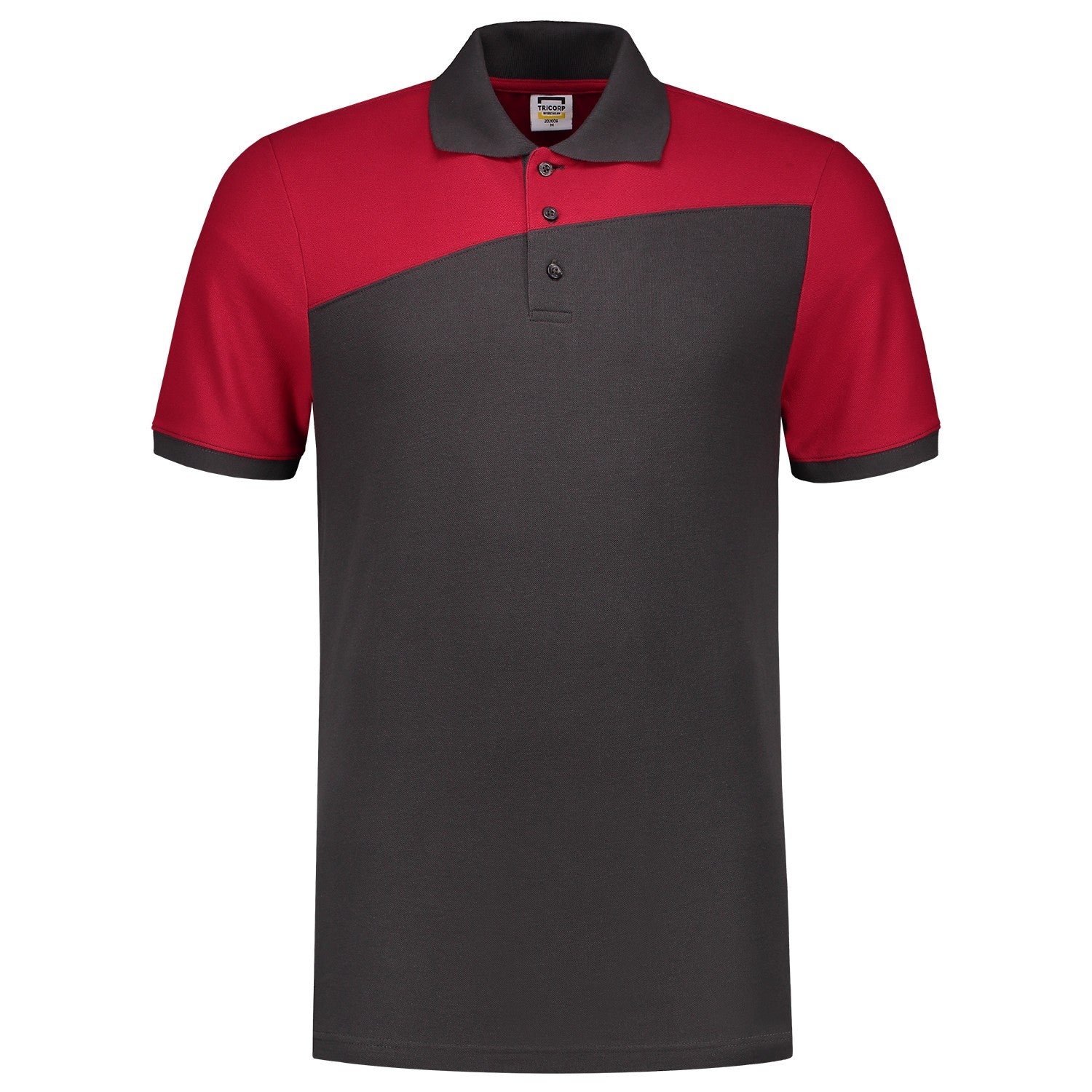 Tricorp Poloshirt 202006 Bicolor Naden Donkergrijs/Rood