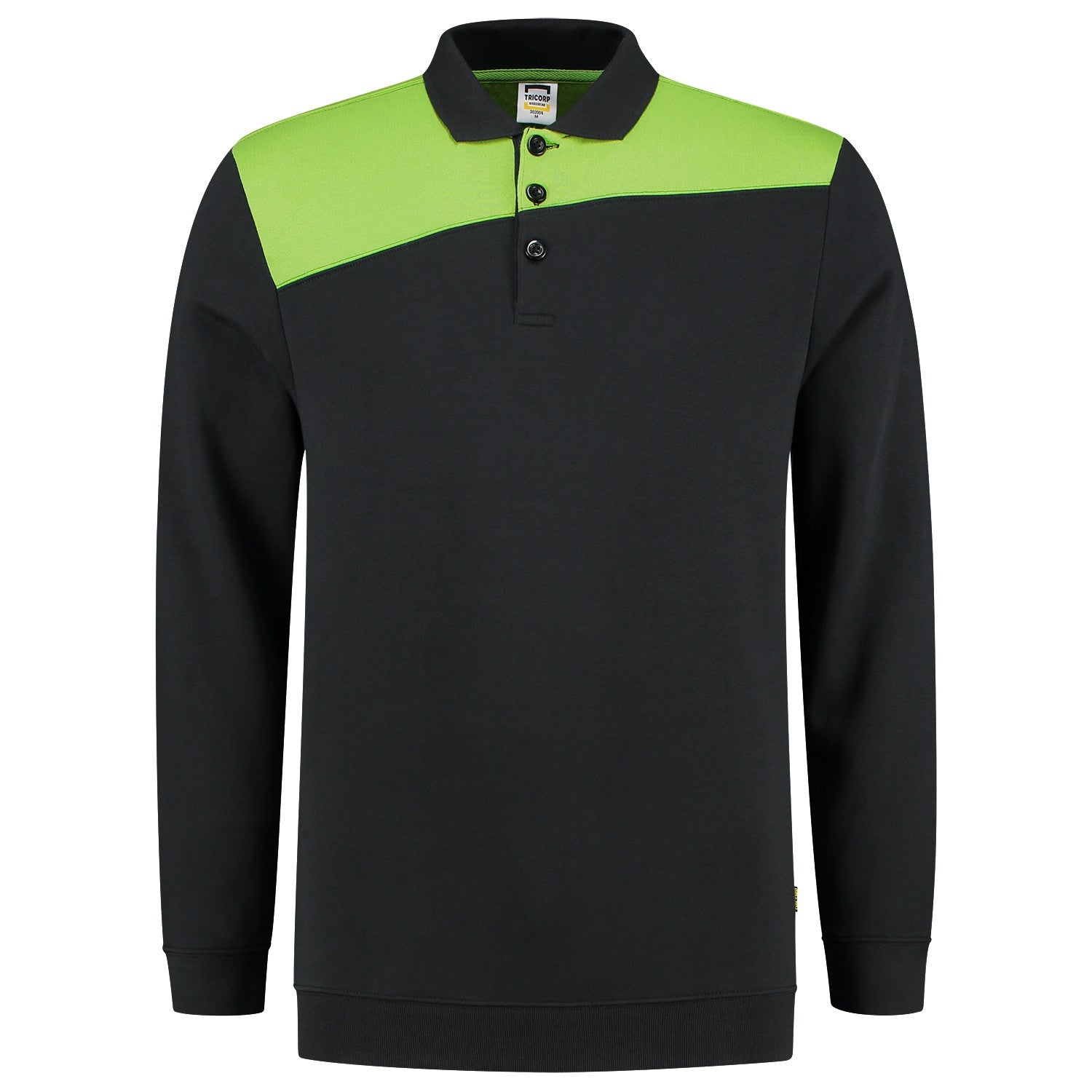Tricorp Polosweater 302004 Bicolor Naden Zwart/Lime