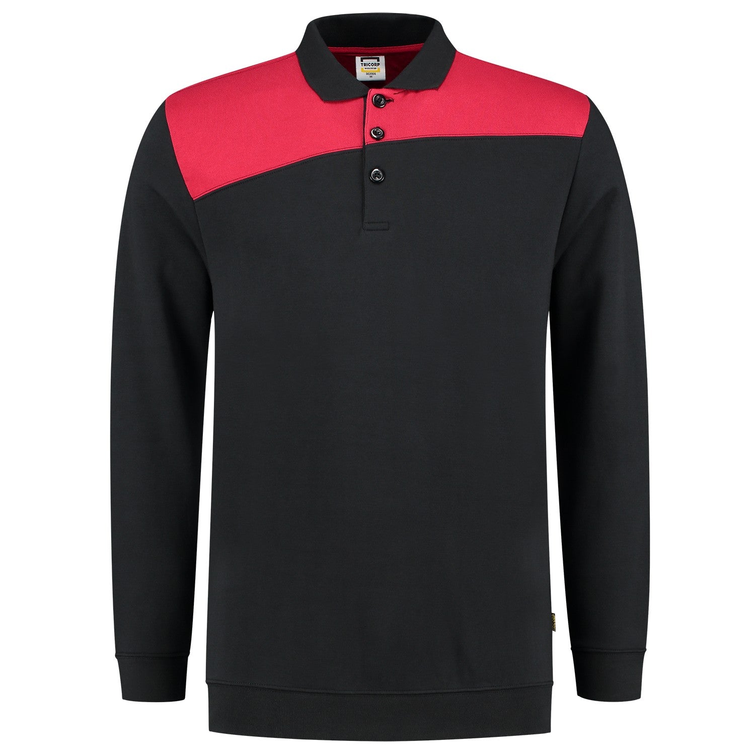 Tricorp Polosweater 302004 Bicolor Naden Zwart/Rood