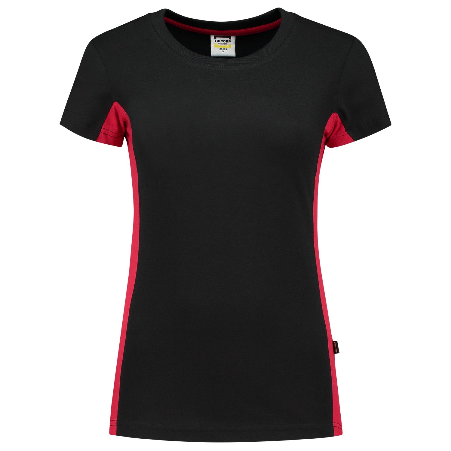 Tricorp 102003 Dames T-Shirt Bicolor Zwart/Rood