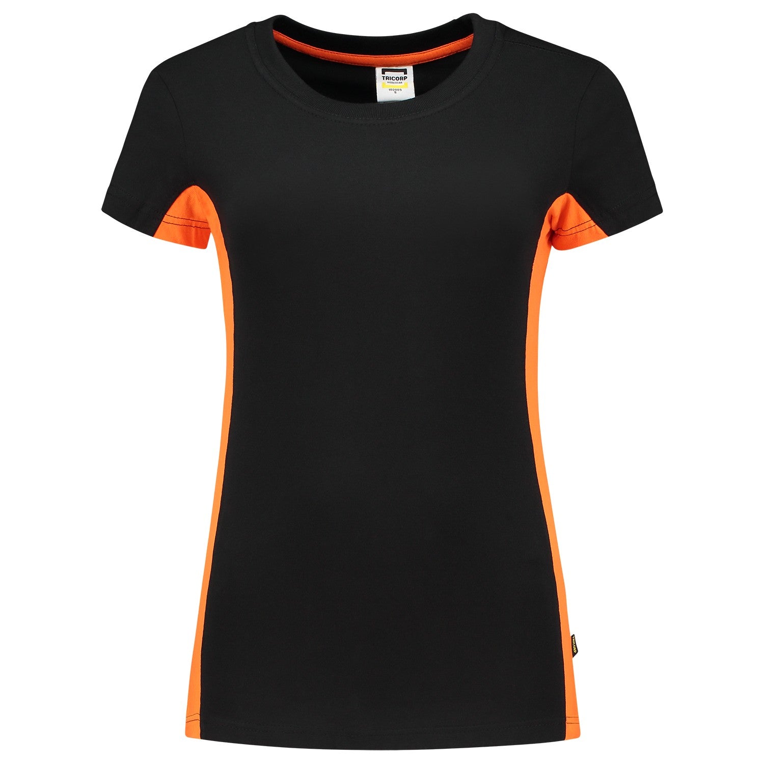 Tricorp 102003 Dames T-Shirt Bicolor Zwart/Oranje