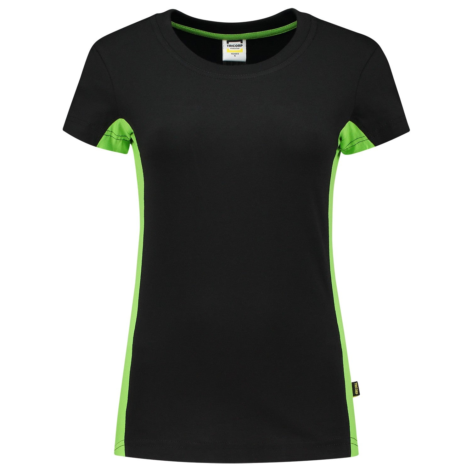 Tricorp 102003 Dames T-Shirt Bicolor Zwart/Lime