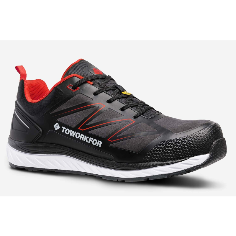 ToWorkFor Lage Sneaker Warmup Rood ESD 8A24-67 S3 Zwart/Rood/Wit
