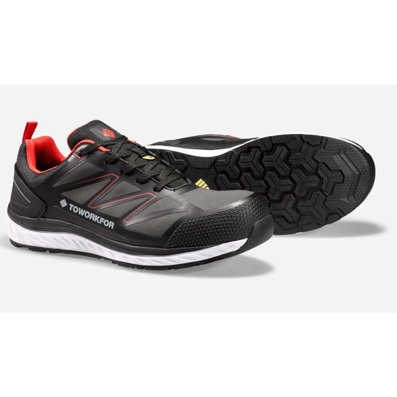 ToWorkFor Lage Sneaker Warmup Rood ESD 8A24-67 S3 Zwart/Rood/Wit