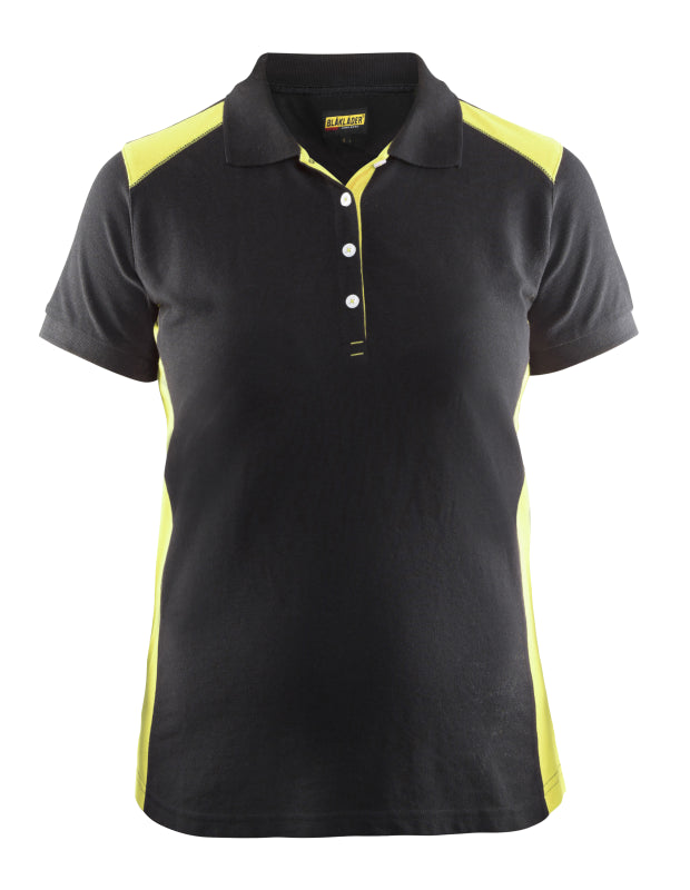 Blåkläder Dames poloshirt piqué 33901050 Zwart/High-Vis Geel