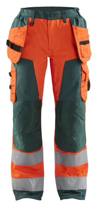 Blåkläder Dames werkbroek High-Vis met spijkerzakken 71561811 High-Vis Oranje/Groen High-Vis Oranje/Groen