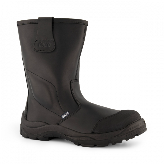 Dapro Rigger C S3C veiligheidsschoenen in zwart, voorkantaanzicht, met S3-bescherming en rubberen zool voor extra grip en duurzaamheid.