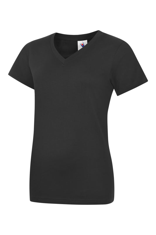 Uneek Dames Classic V-Hals T-Shirt UC319 Zwart