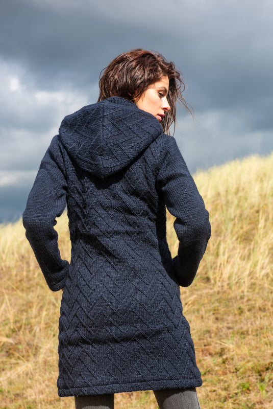 Pure Wool damesvest lang Sharon WJK-1709 Marine Marine