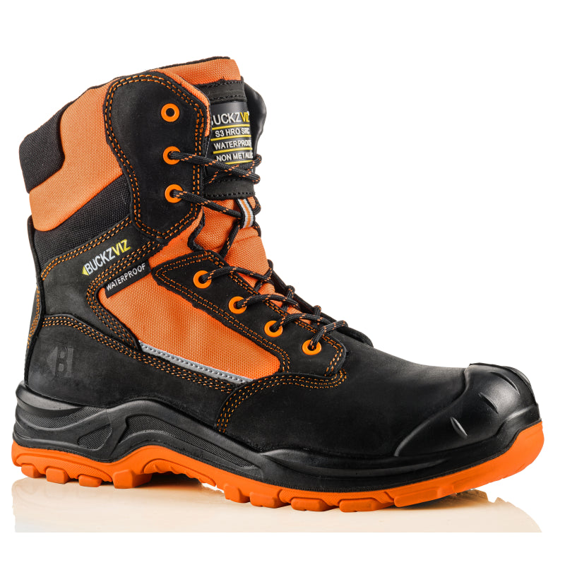 BuckBootz Schoen BVIZ1 Hoog S3 + KN Zwart/Oranje BVIZ1OR