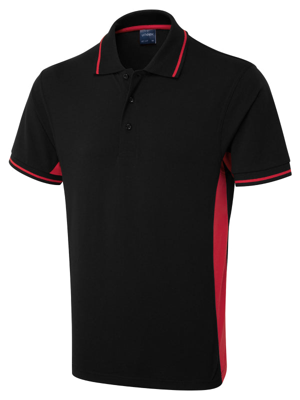 Uneek Two Tone Poloshirt UC117 Zwart/Rood