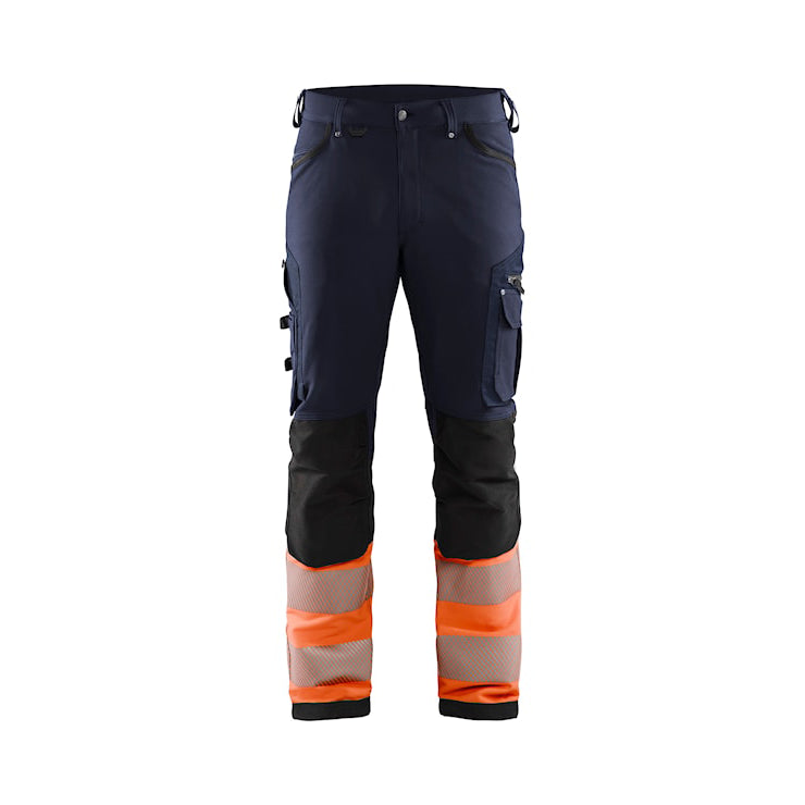 Blåkläder werkbroek met 4-weg stretch zonder spijkerzakken 11931642 Marineblauw/Oranje Marineblauw/Oranje