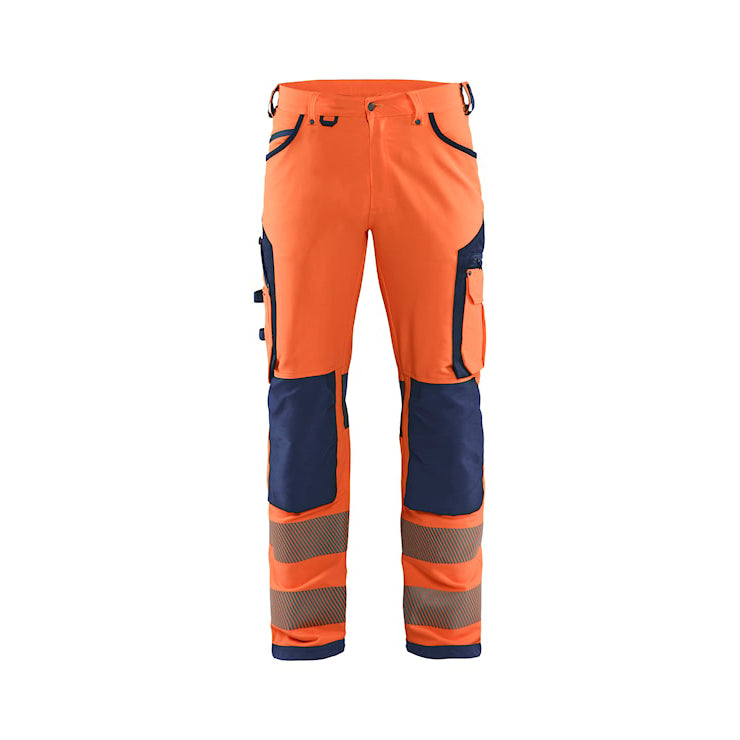 Blåkläder High-Vis werkbroek met 4-weg stretch zonder spijkerzakken 11971642 Oranje/Marineblauw High Vis Oranje/Marineblauw