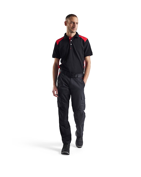 Blåkläder Industrie werkbroek stretch met kniezakken 14481832 Zwart/Rood Zwart/Rood