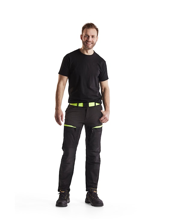 Blåkläder Service werkbroek met stretch 14561845 Zwart/High-Vis Geel Zwart/High-Vis Geel