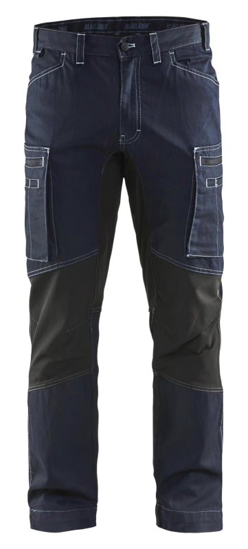 Blåkläder Service werkbroek denim stretch 14591142 Marineblauw/Zwart Marineblauw/Zwart