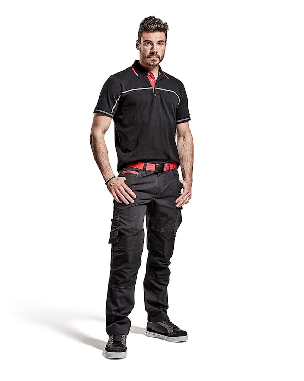 Blåkläder Service werkbroek met stretch zonder spijkerzakken 14951330 Zwart/Rood Zwart/Rood