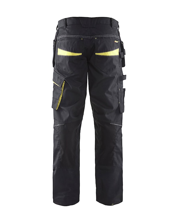 Blåkläder Service werkbroek met stretch en spijkerzakken 14961330 Zwart/High-Vis Geel Zwart/High-Vis Geel