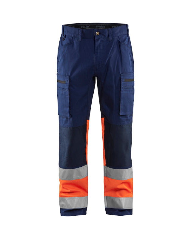 Blåkläder Werkbroek met stretch High-Vis 15511811 Marineblauw/Oranje Marineblauw/Oranje