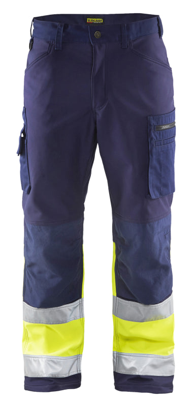 Blåkläder Softshell werkbroek High-Vis 15622517 Marine/High-Vis Geel Marine/High Vis Geel