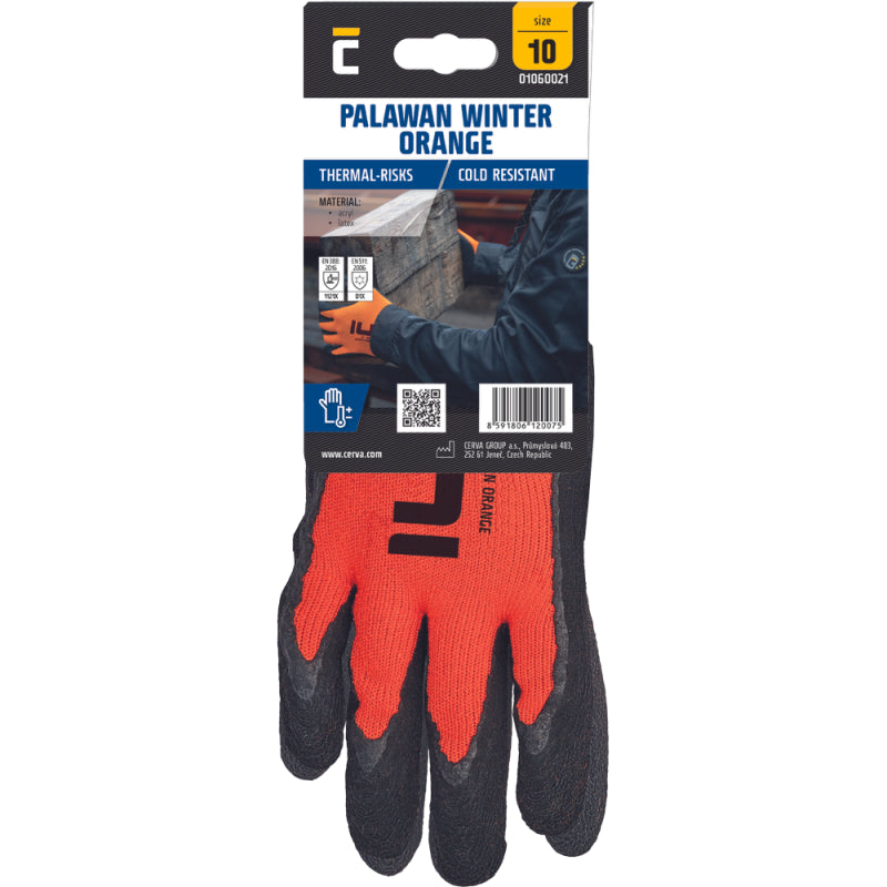 Cerva Palawan Handschoenen Winter Met Blister Oranje/Zwart