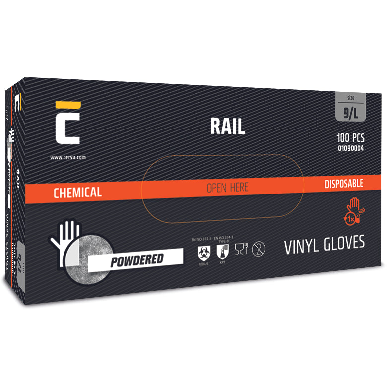 Cerva Rail Gepoederde Vinyl handschoenen (Doos=100stk) Wit