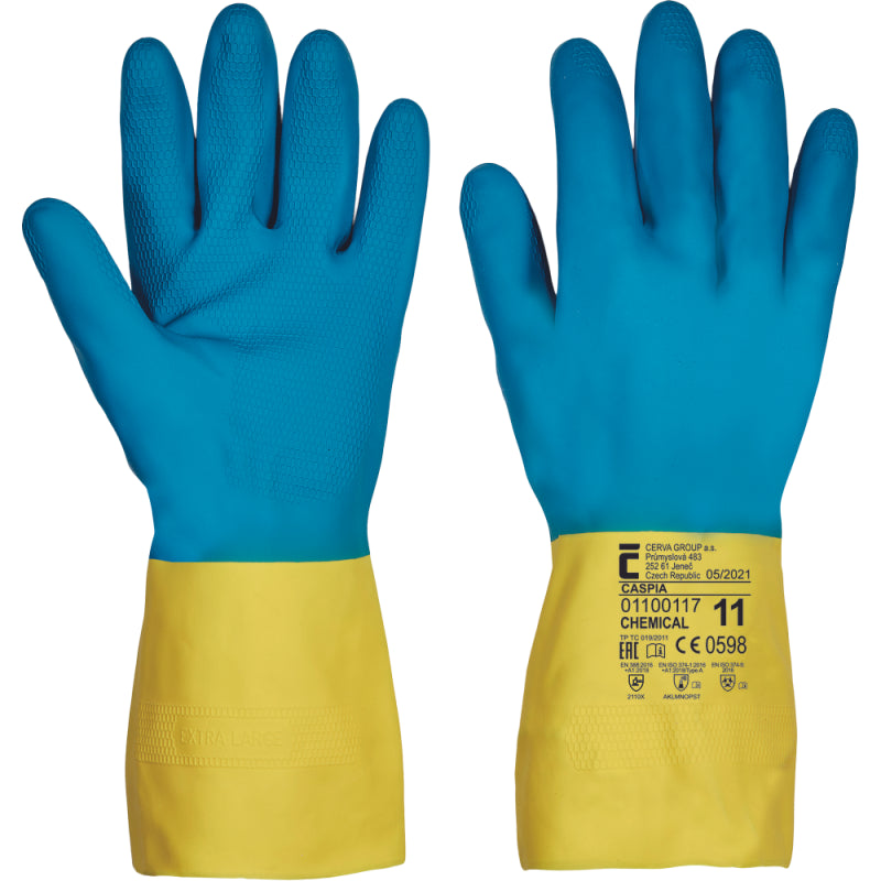 Cerva Caspia Fh Handschoenen Latex Neopreen Geel/Blauw