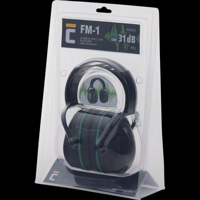 Cerva FM-1 Earmuff Zwart/Groen