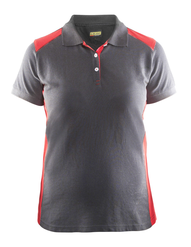 Blåkläder Dames poloshirt piqué 33901050 Grijs/Rood Grijs/Rood