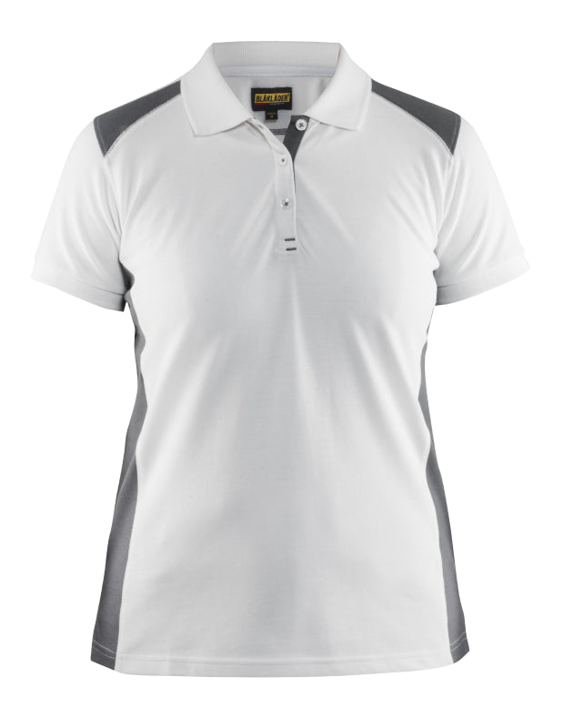 Blåkläder Dames poloshirt piqué 33901050 Wit/Grijs Wit/Grijs