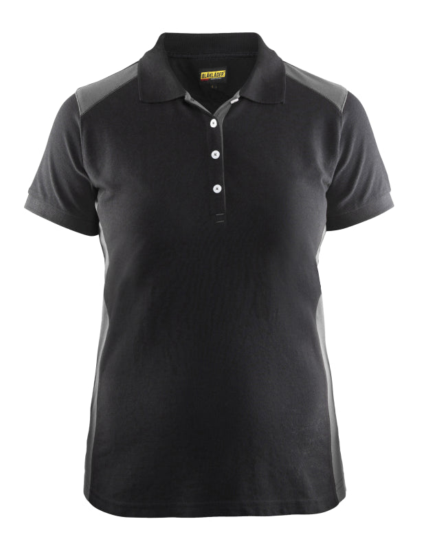 Blåkläder Dames poloshirt piqué 33901050 Zwart/Grijs Zwart/Grijs