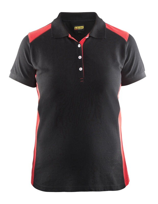 Blåkläder Dames poloshirt piqué 33901050 Zwart/Rood Zwart/Rood