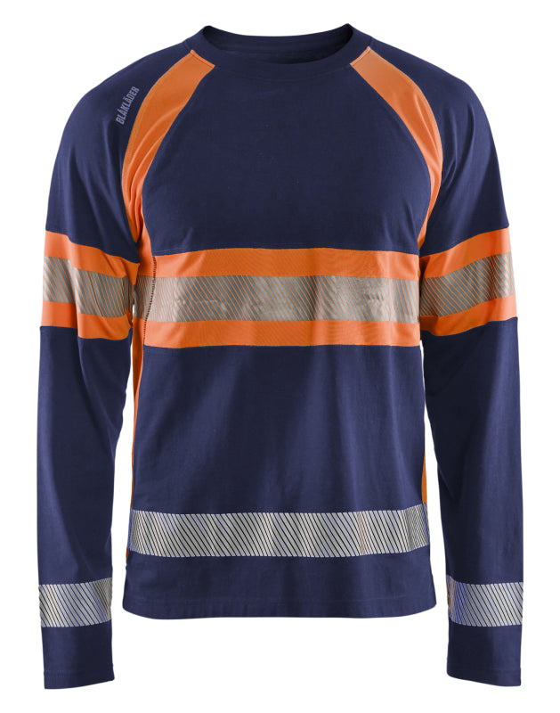 Blåkläder High-Vis T-Shirt lange mouwen 35101030 Marine/High-Vis Geel Marine/High-Vis Geel