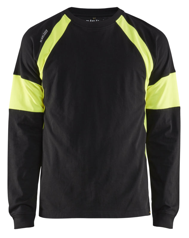 Blåkläder T-Shirt lange mouw 35201030 Zwart/High-Vis Geel Zwart/High-Vis Geel