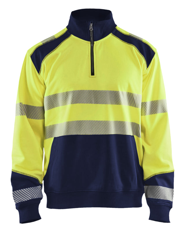 Blåkläder Sweatshirt halve rits High-Vis 35562528 High-Vis Geel/Marineblauw High-Vis Geel/Marineblauw