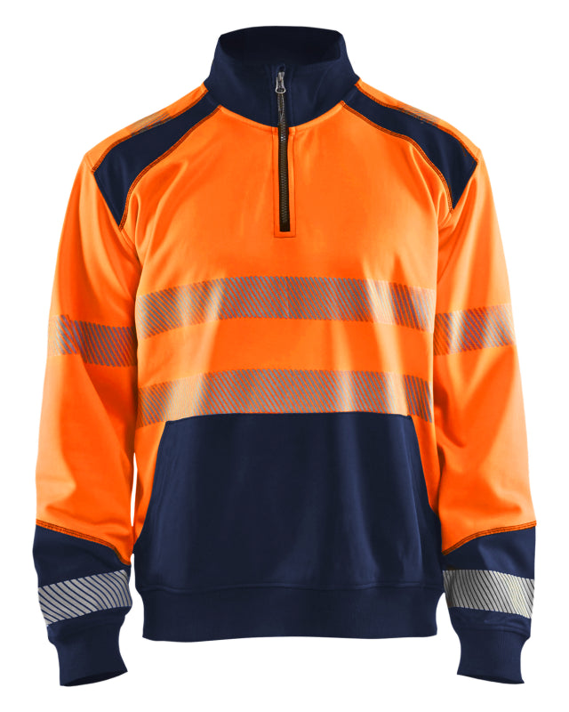 Blåkläder Sweatshirt halve rits High-Vis 35562528 High-Vis Oranje/Marineblauw High-Vis Oranje/Marineblauw