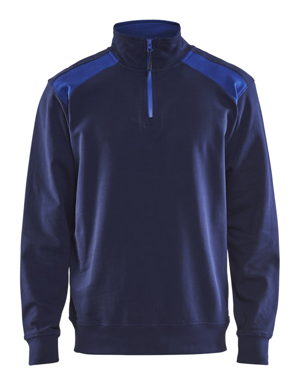 Blåkläder Sweatshirt bicolour met halve rits 33531158 Marineblauw/Korenblauw Marineblauw/Korenblauw