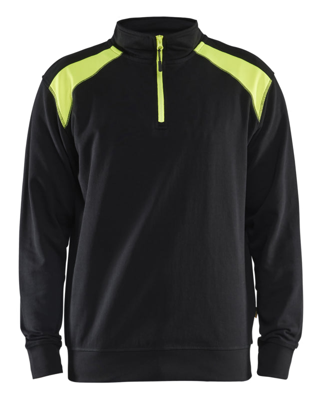 Blåkläder Sweatshirt bicolour met halve rits 33531158 Zwart/High-Vis Geel Zwart/High-Vis Geel