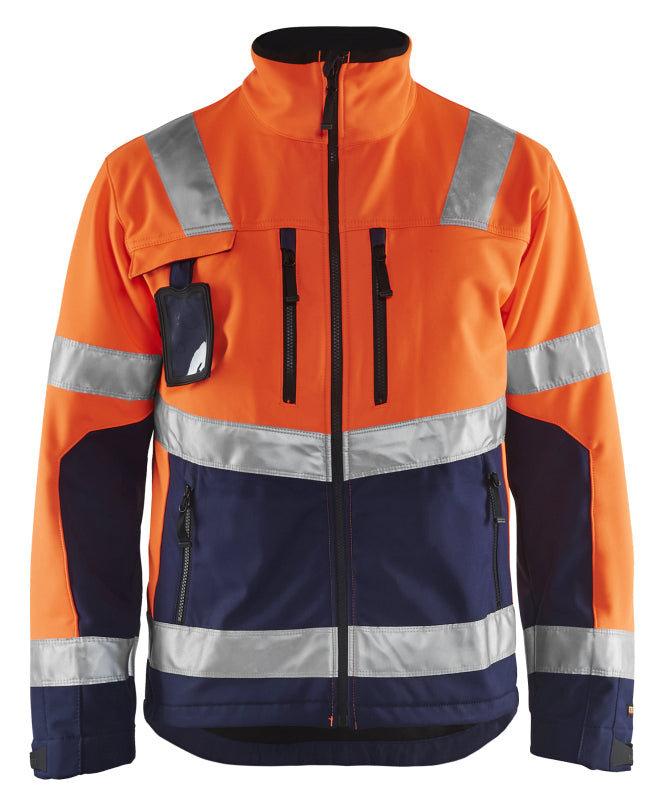 Blåkläder Softshell jack High-Vis 49002517 High-Vis Oranje/Marineblauw High Vis Oranje/Marineblauw