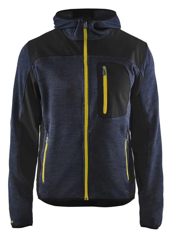 Blåkläder Gebreid vest met softshell 49302117 Donkerblauw/Geel Donkerblauw/Geel