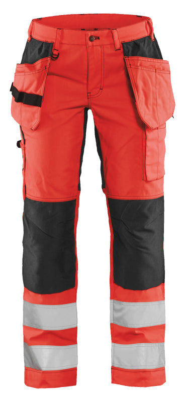 Blåkläder Dames werkbroek High-Vis met stretch 71631811 High-Vis Rood/Zwart High-Vis Rood/Zwart