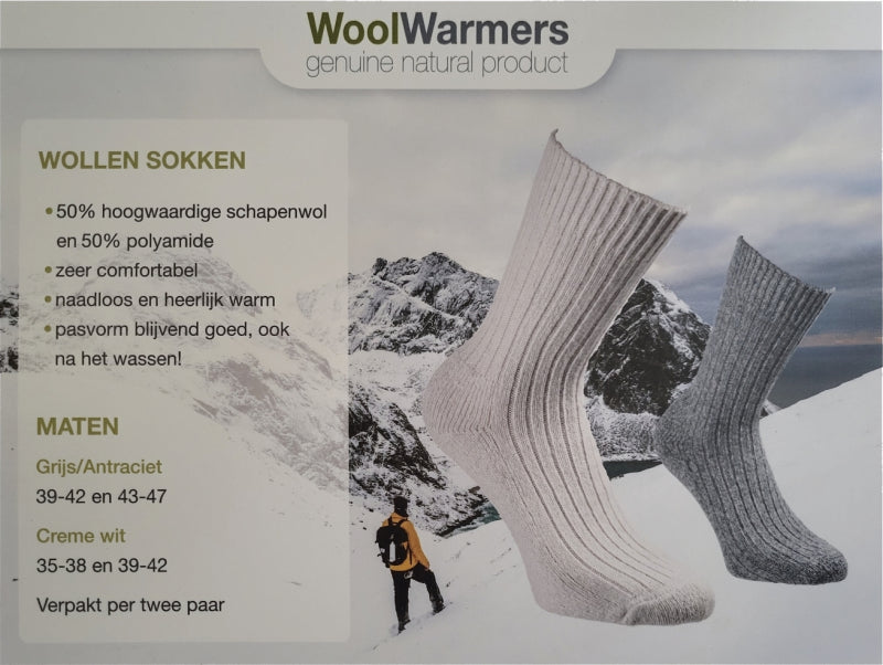 WoolWarmers Presentatie Topkaart Wollen Sokken Wit