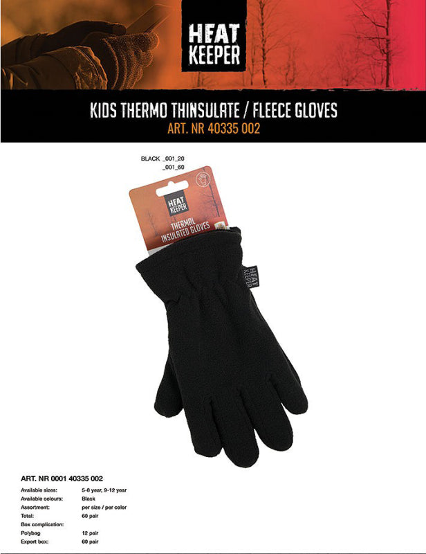 Heatkeeper Kids Thermo Fleece Handschoenen 000140335002 Zwart