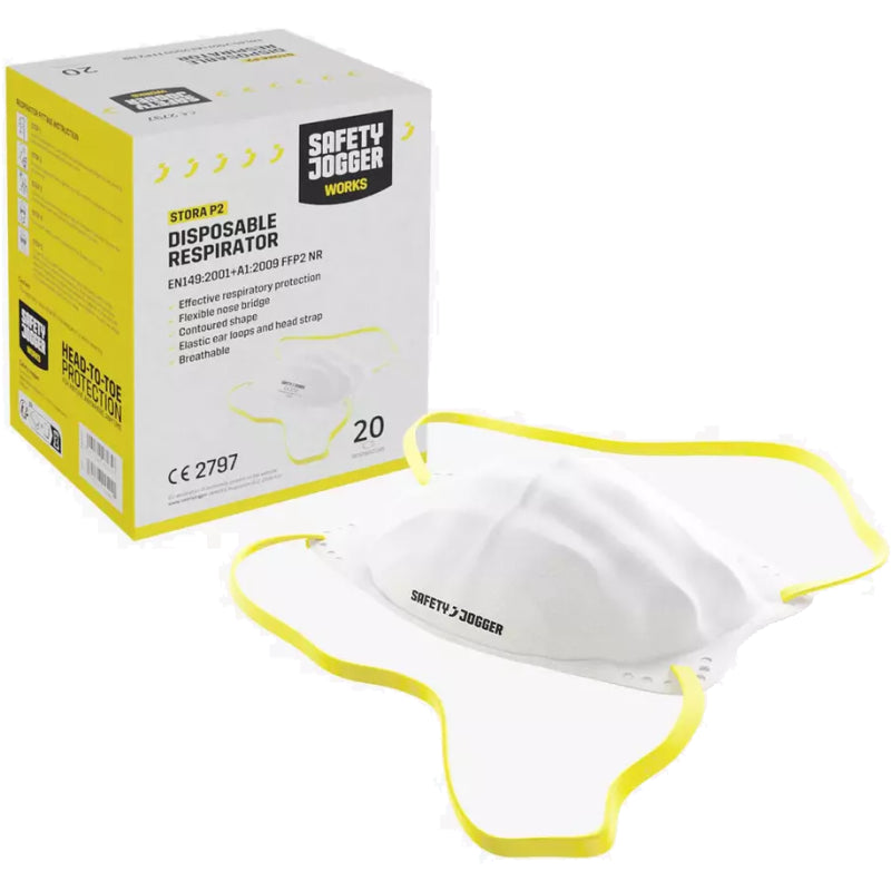 Safety Jogger Stora P2 Masker 20pcs Wit/Geel