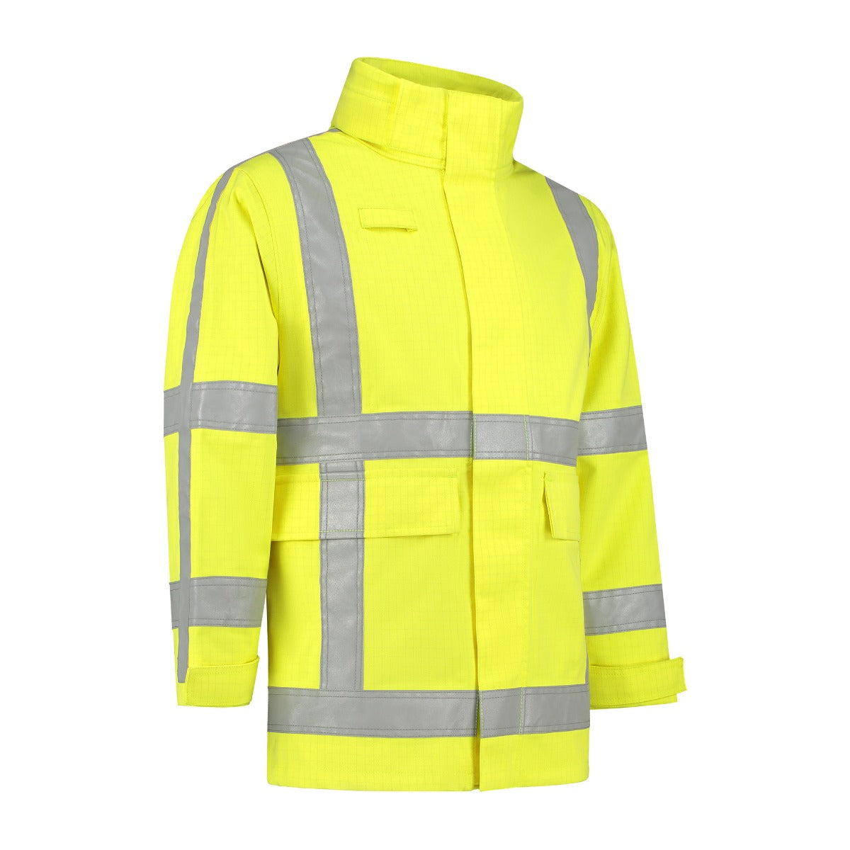 Dapro Blaze multinorm parka werkjas in reflecterend geel, lichtgewicht, vlamvertragend, antistatisch, en lasbestendig, met Hi-Vis en verstelbare taille voor maximale veiligheid en comfort.