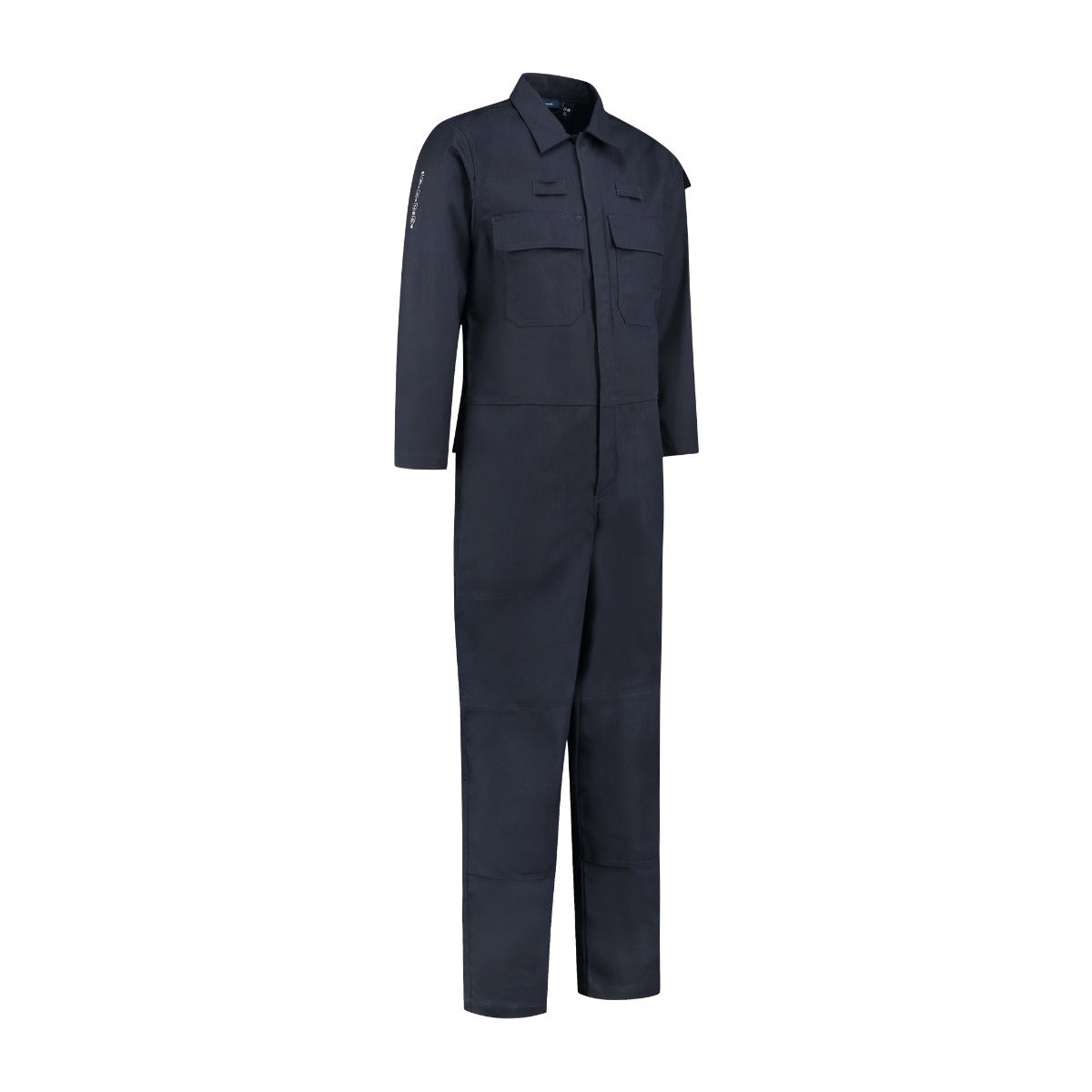 Dapro Constructor overall in navy blauw, ontworpen voor duurzaamheid en comfort, met vlamvertragende en antistatische eigenschappen voor optimale veiligheid in zware industriële omgevingen.