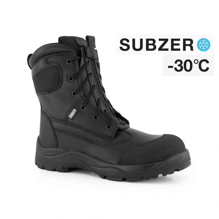 Dapro Offshore C S3C T400 veiligheidsschoenen in zwart, voorkantaanzicht, ontworpen voor subzero-30 temperaturen, met S3-bescherming voor maximale veiligheid en comfort.